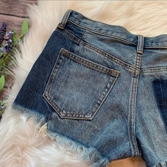 We The Free | High Rise Button Fly Distressed Shorts - Picture 6 of 8